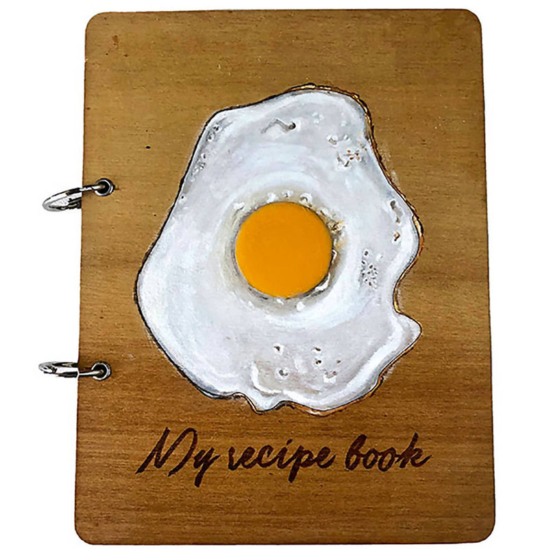 C3 FRIED EGG WOODEN RECIPE BOOK 23 x 17.5 Cm