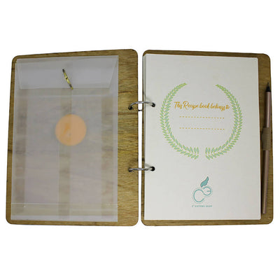 C3 FRIED EGG WOODEN RECIPE BOOK 23 x 17.5 Cm