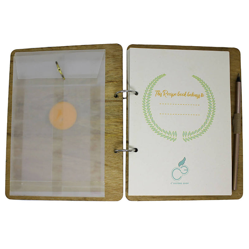 C3 FRIED EGG WOODEN RECIPE BOOK 23 x 17.5 Cm