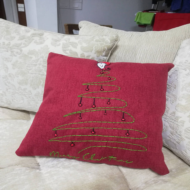 Christmas Pillow Tree And Bird With Merry Christmas