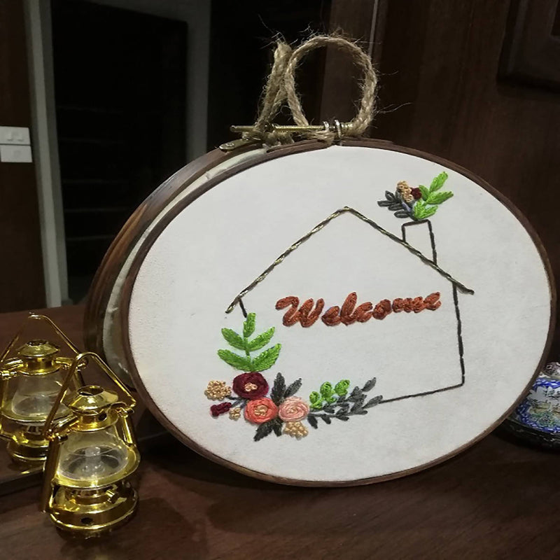Welcome Hand Embroidered High Quality Door Hang Hoop